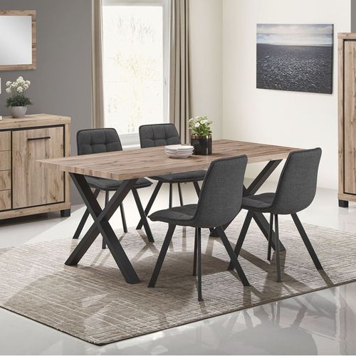 Table à Manger 190 X 95 Cm Pieds En X Métal Elégance