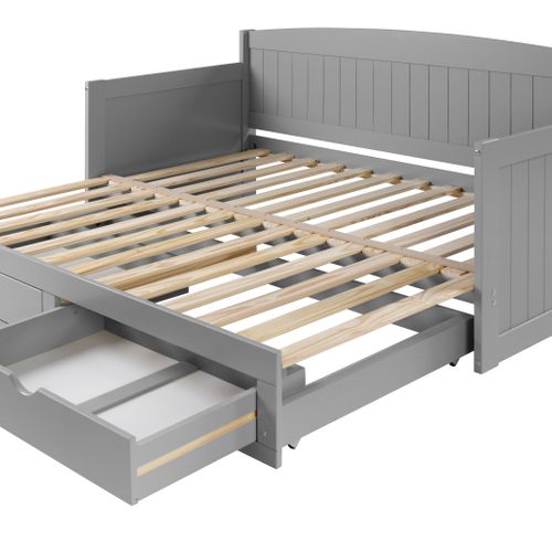 Lit gigogne 90/180 x190 cm STORM gris clair