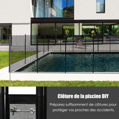Barrière De Piscine 360 X 125 Cm Barriere Filet En Aluminium+acier Inoxydable+tissu Noir