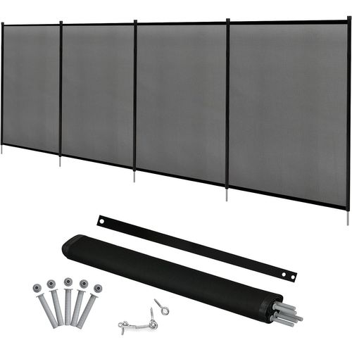 Barrière De Piscine 360 X 125 Cm Barriere Filet En Aluminium+acier Inoxydable+tissu Noir