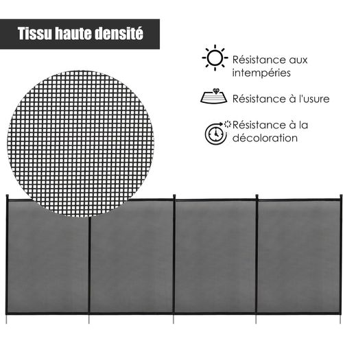Barrière De Piscine 360 X 125 Cm Barriere Filet En Aluminium+acier Inoxydable+tissu Noir