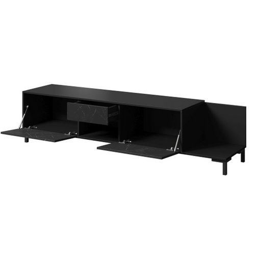Meuble TV Design Effet Marbre Noir 195cm Ketla