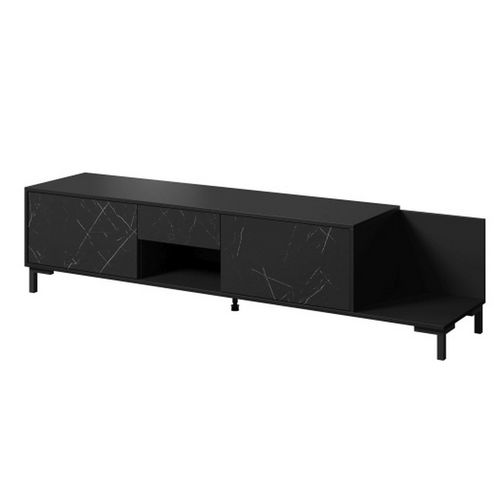 Meuble TV Design Effet Marbre Noir 195cm Ketla