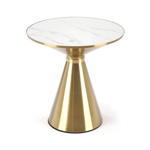 Table Ronde 50 Cm Aspect Marbre Blanc Napoli