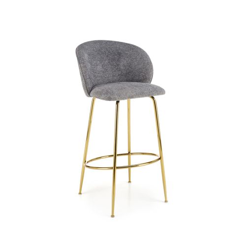 Chaise De Bar Design Grise Avec Pieds En Métal Doré Rodéo
