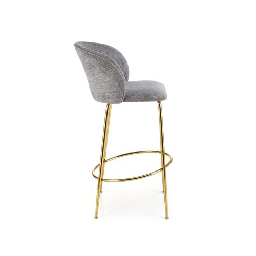 Chaise De Bar Design Grise Avec Pieds En Métal Doré Rodéo