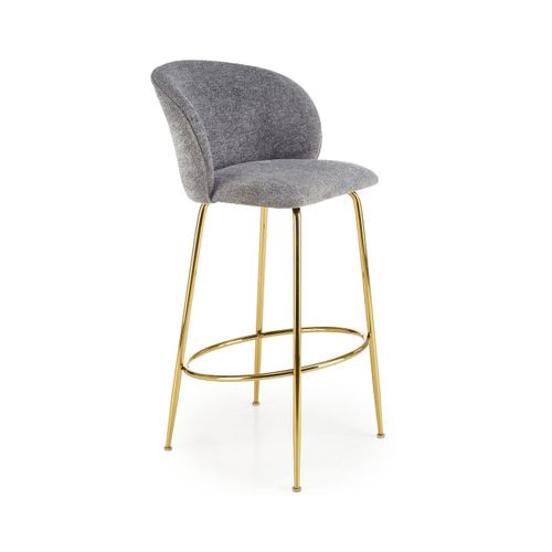 Chaise De Bar Design Grise Avec Pieds En Métal Doré Rodéo