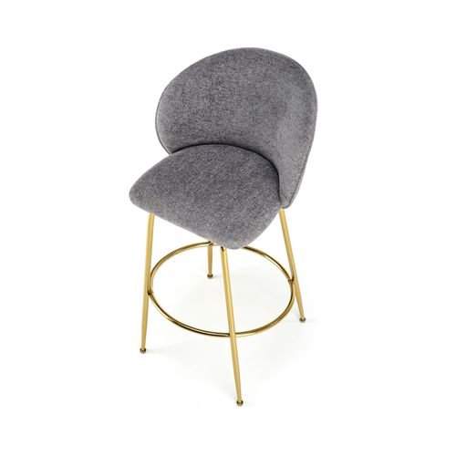 Chaise De Bar Design Grise Avec Pieds En Métal Doré Rodéo