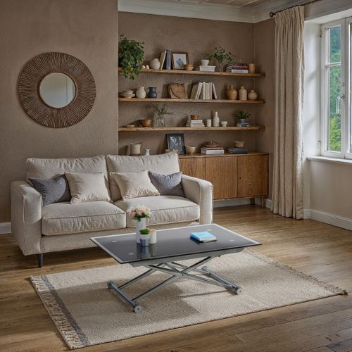 Table basse relevable UP & DOWN Verre et Chrome