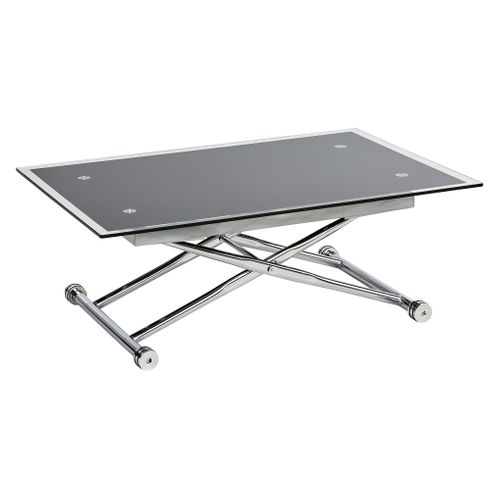 Table basse relevable UP & DOWN Verre et Chrome