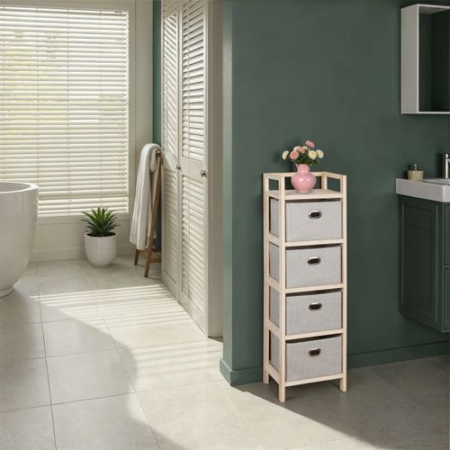 Tour 4 tiroirs LANA naturel/gris