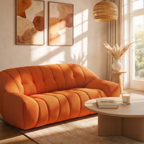 Canapé 3 places NOVA tissu GOLF orange