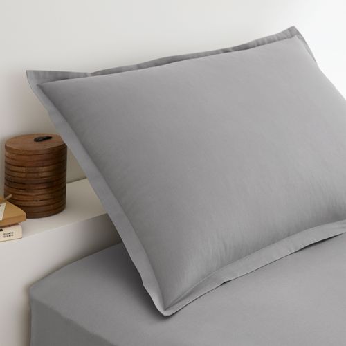 2 taies d'oreillers 50x75 cm DREAMEA CAMILLE gris