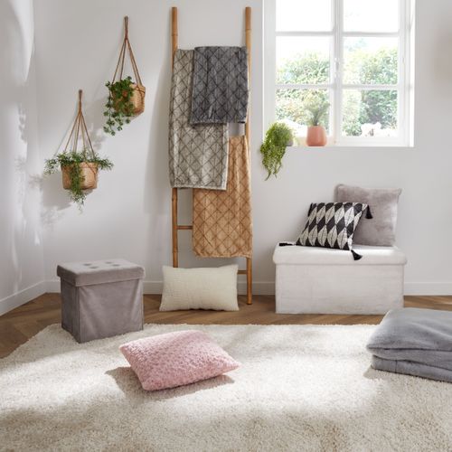 Pouf pliable H. 35 cm DIAMANT Gris