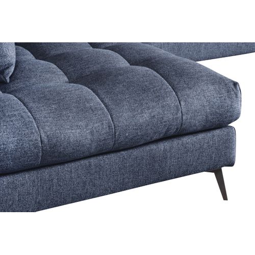 Canapé d'angle fixe gauche GIMINI tissu bleu foncé