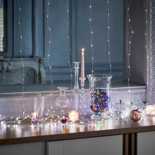 Rideau Led fil cuivre 3m  Blanc chaud