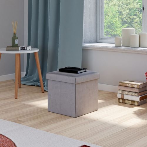 Pouf pliable H. 35 cm VELVET Gris