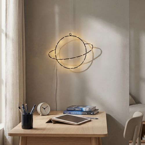 Déco murale planet LED L.30 cm USATURNE Noire