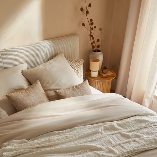 Housse de couette 260x240 cm DREAMEA PERCALE BEIGE