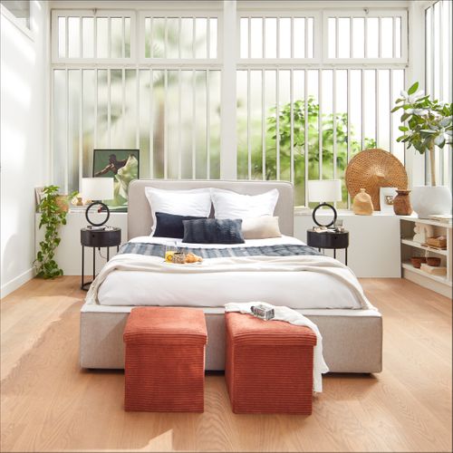 Lampe à poser H. 49 cm MIA Noire et beige