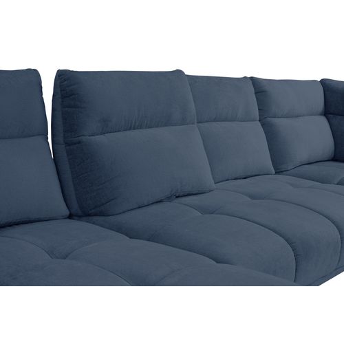 Canapé panoramique GIOVANNI terminal à droite tissu bleu