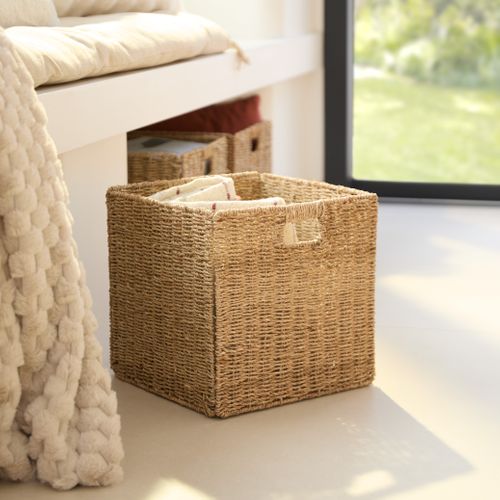 Panier de rangement en jonc de mer vert M Box & Beyond Lino Panier de rangement en jonc de mer vert M Box & Beyond Lino