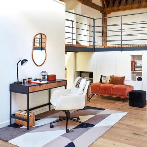 Pouf GIOVANNI tissu terra cotta