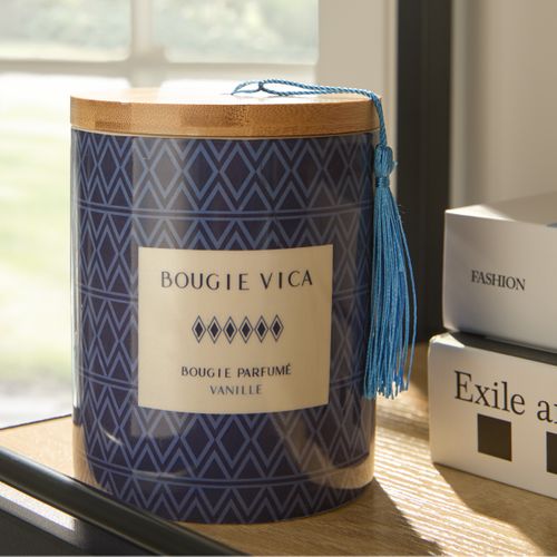 Bougie H. 12 cm VICA Bleu Topaze
