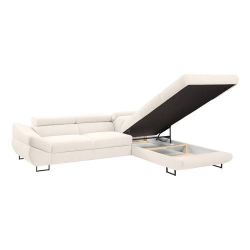 Canapé d'angle convertible OCTAVE tissu Curio blanc droit