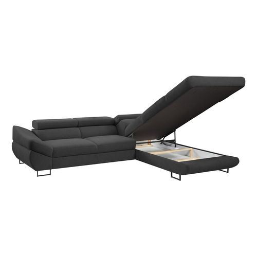 Canapé d'angle convertible OCTAVE tissu Curio anthracite droit