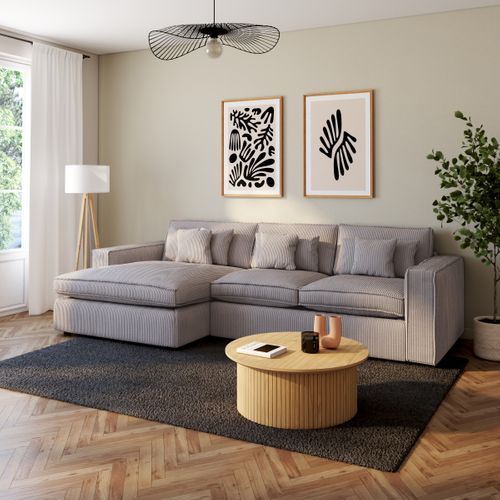 Canapé d'angle méridienne gauche CLOUD tissu taupe