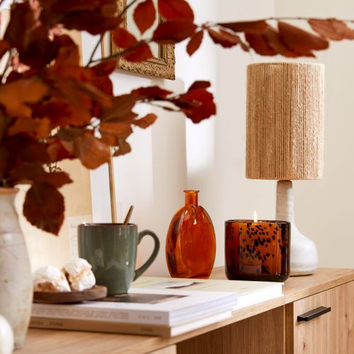 Photophore moucheté H. 12 cm VIVIANNE Ambre