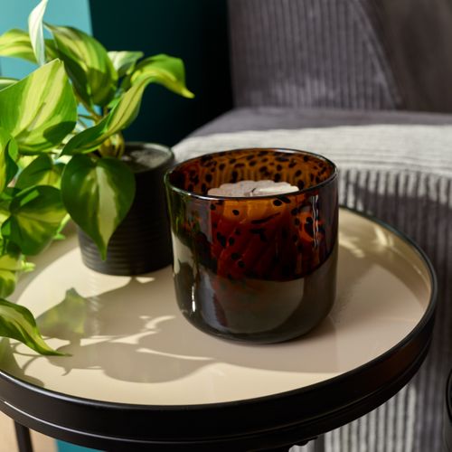 Photophore moucheté H. 12 cm VIVIANNE Ambre