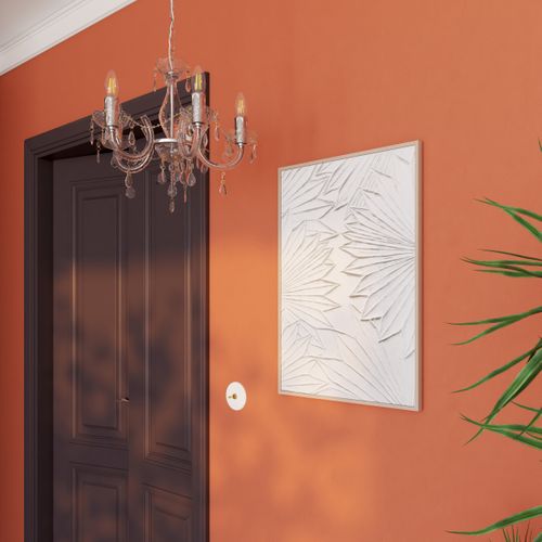 Toile feuillage 3D 48x68 cm Danae Blanc