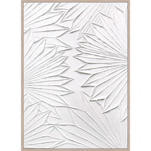 Toile feuillage 3D 48x68 cm Danae Blanc