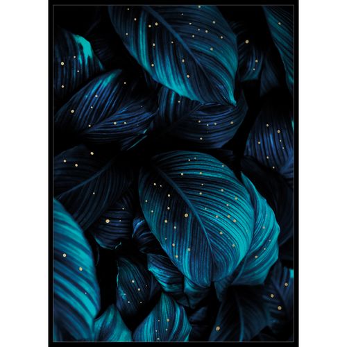 Toile 48x68 cm Jungle pois gold Bleu nuit