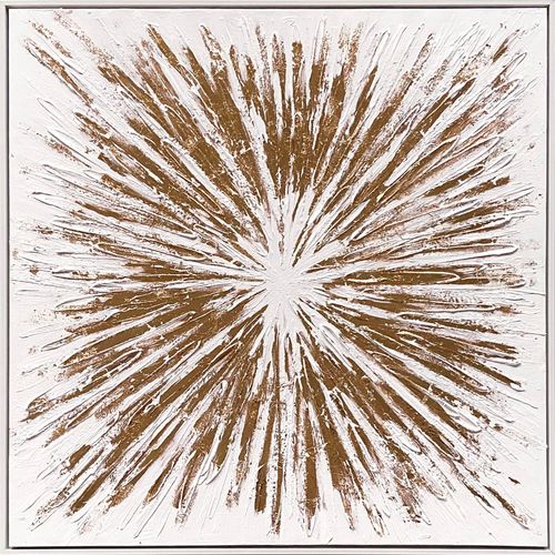 Toile 98x98 cm Eclat Doré et blanc