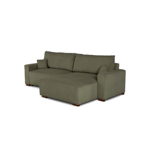 Canapé d'angle méridienne GABIN velours côtelé vert