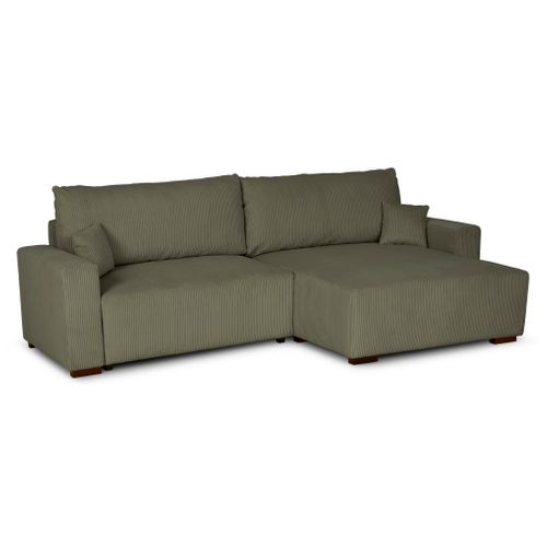 Canapé d'angle méridienne GABIN velours côtelé vert