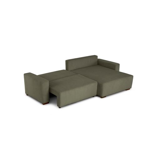 Canapé d'angle méridienne GABIN velours côtelé vert