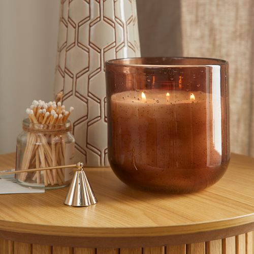 Bougie 3 mèches H. 15,5 cm POLINA Marron