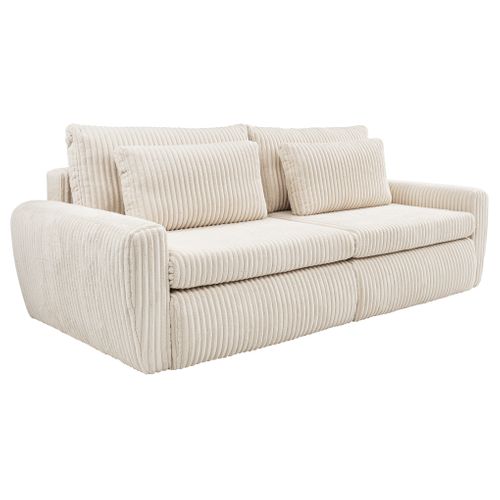 Canapé 3 places convertible MEVI tissu ambiance crème