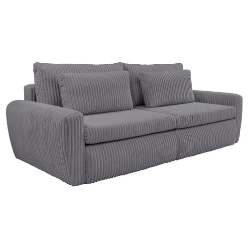 Canapé 3 places convertible MEVI tissu ambiance anthracite