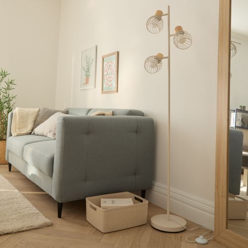 Lampadaire 3 têtes H. 149 cm LUISIANA Blanc crème