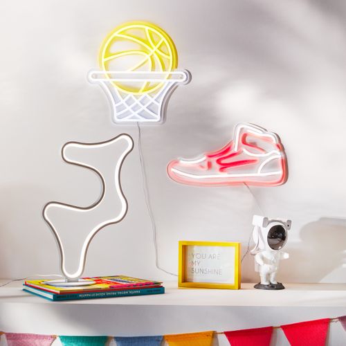 Néon mural LED USB L. 40 cm SNEAKER Rouge et blanc