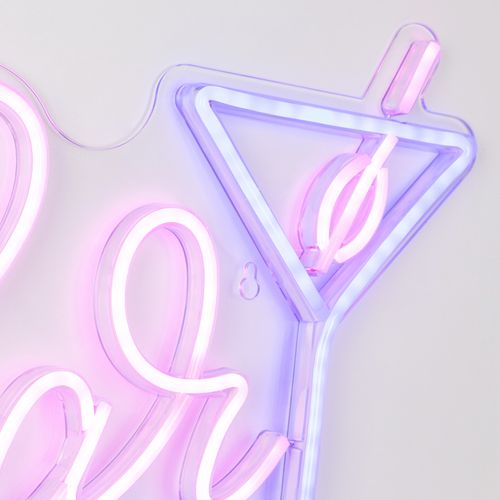 Néon mural LED USB L. 40 cm BAR Rose et bleu