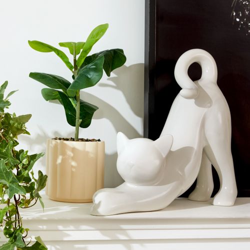 Statue chat H. 31 cm ABBY Blanc