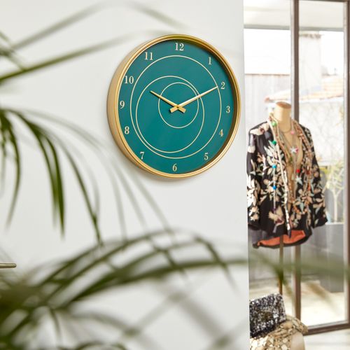 Horloge Ø 40 cm ADDA doré et vert