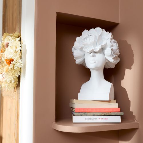 Statue visage fleurs H. 21 cm ALYONA Blanc