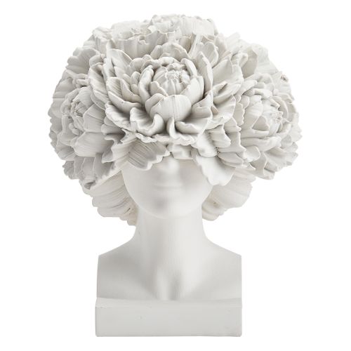 Statue visage fleurs H. 21 cm ALYONA Blanc